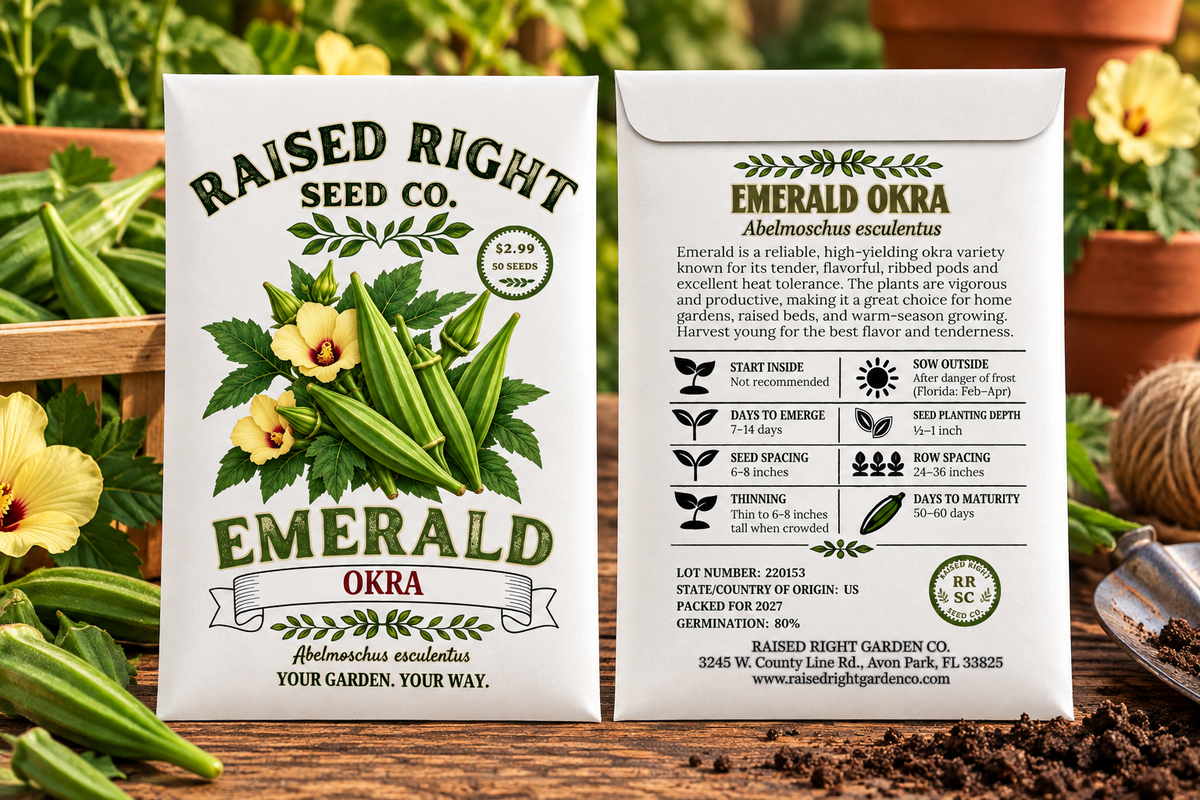 Emerald Okra Seeds – 50 Seeds