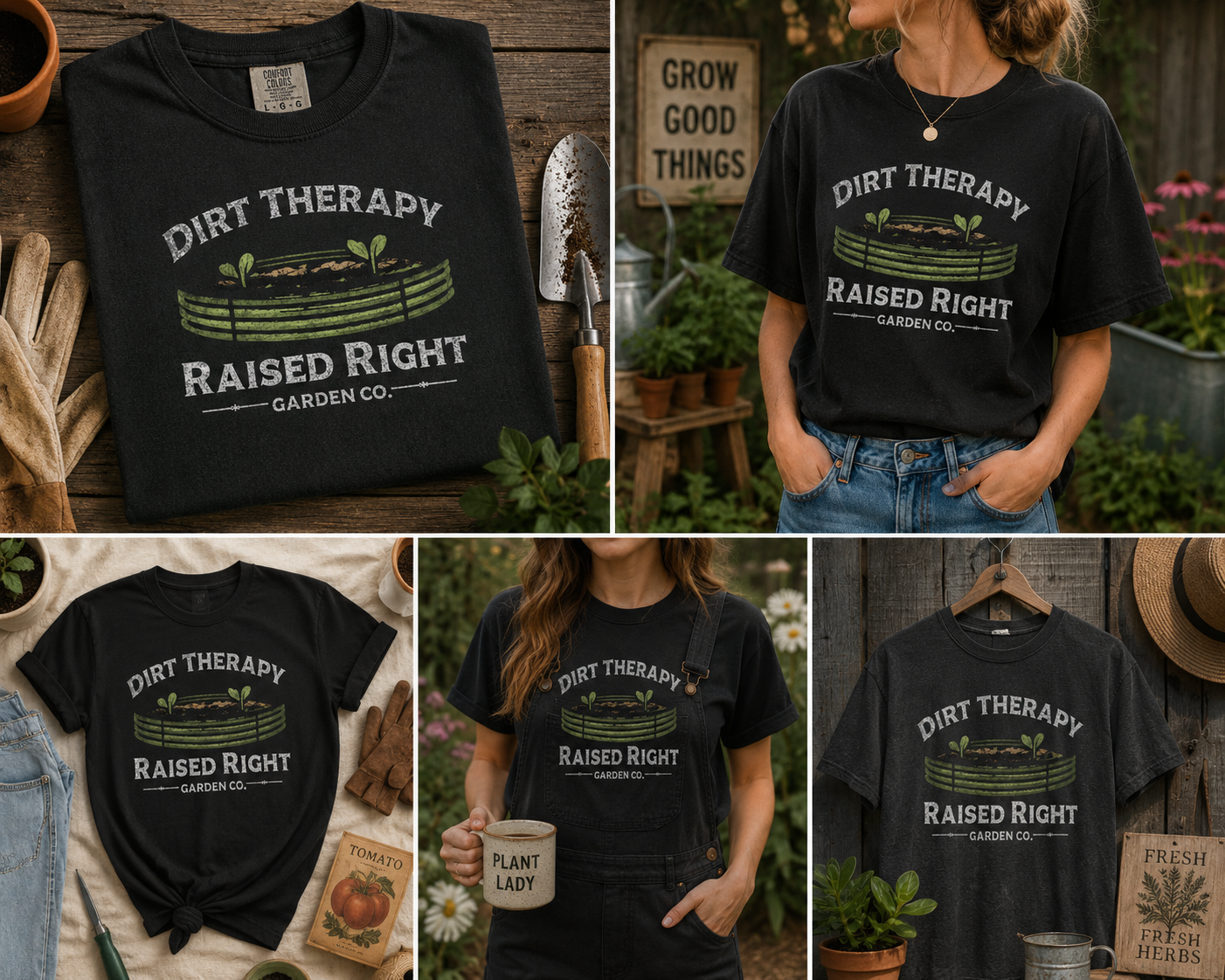 Dirt Therapy – Raised Right Garden Co. Vintage Gardening Shirt