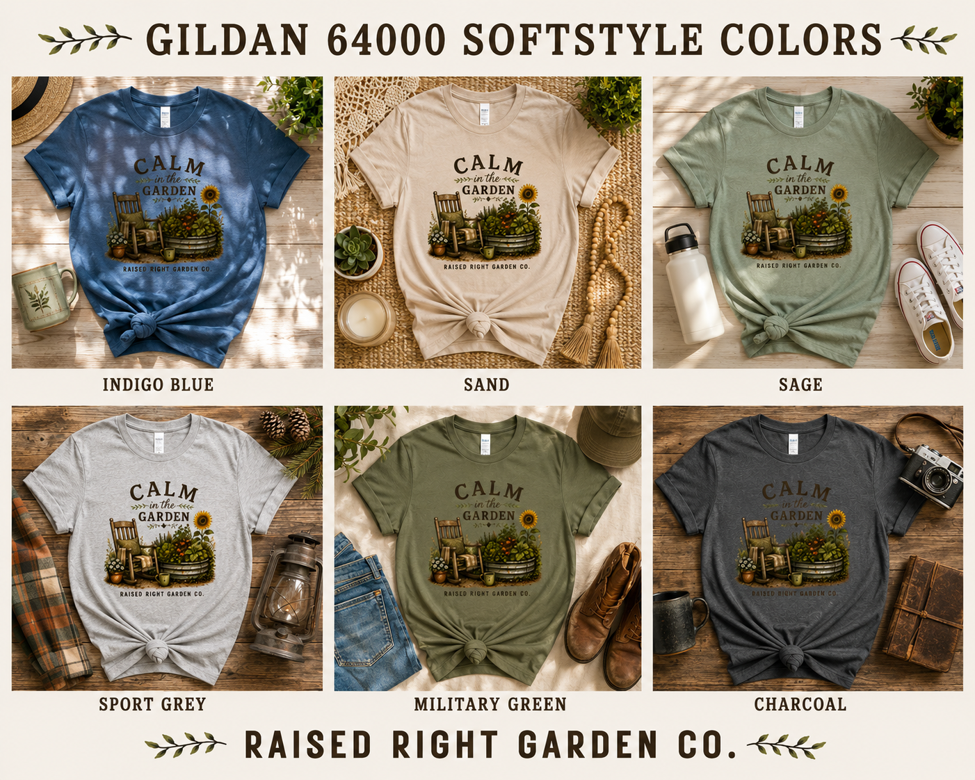 Calm in the Garden – Raised Right Garden Co. Vintage Gardening T-Shirt