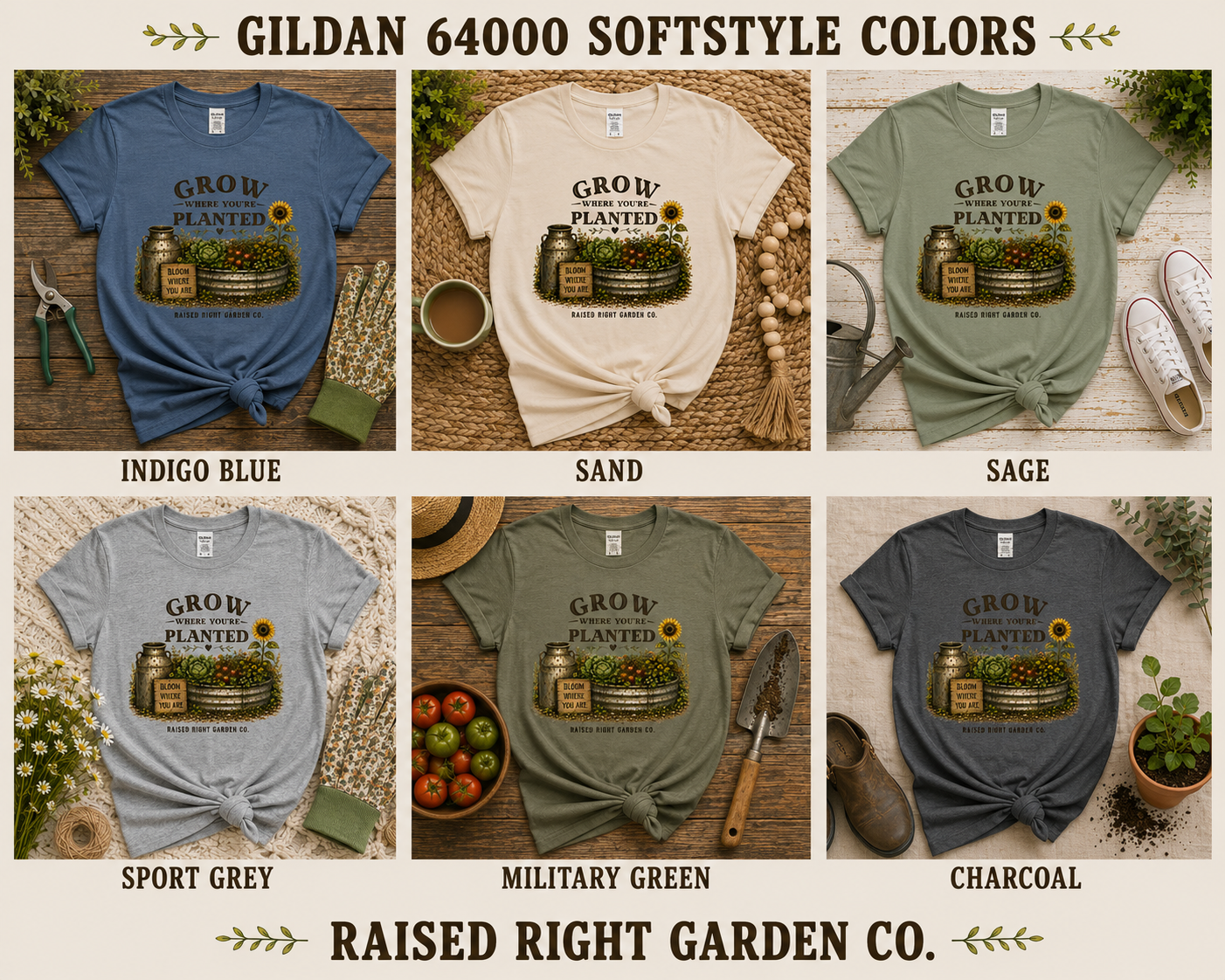 Grow Where You're Planted Vintage Gardening T-Shirt