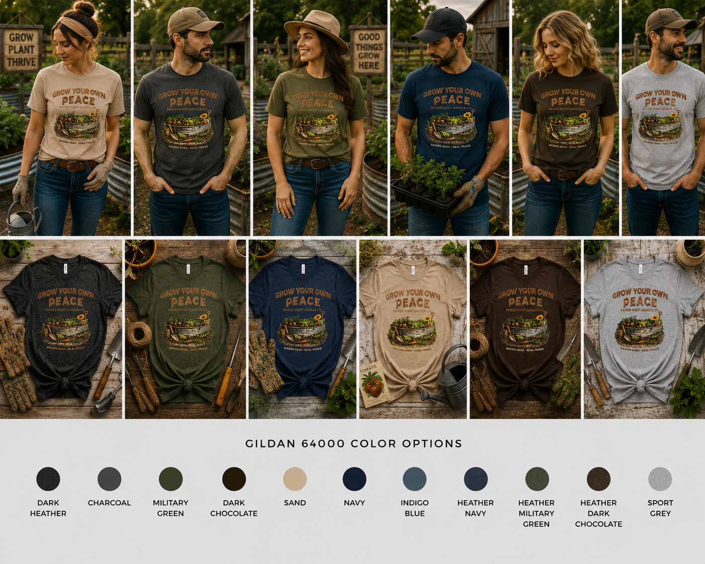 Grow Your Own Peace – Raised Beds • Real Peace Vintage Gardening Tee