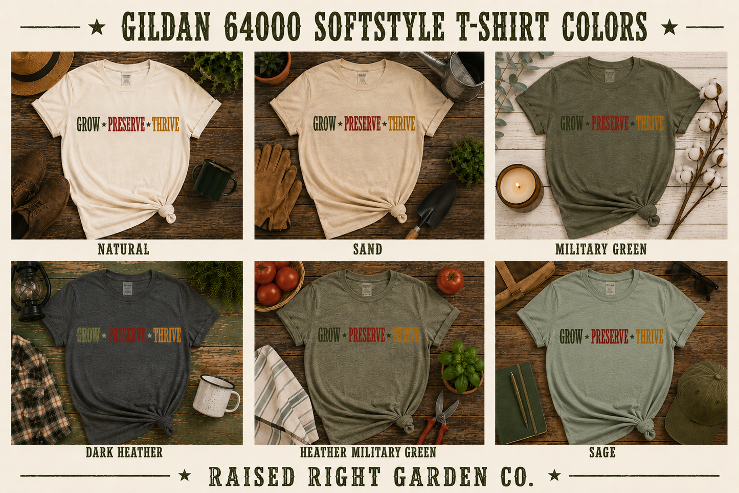 Grow Preserve Thrive Gardening Tee