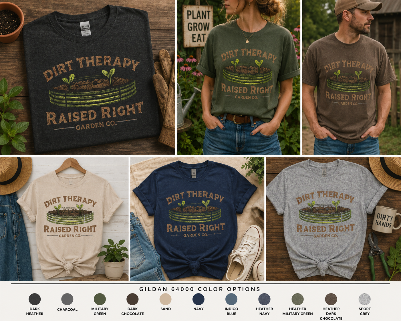 Dirt Therapy – Raised Right Garden Co. Vintage Gardening T-Shirt