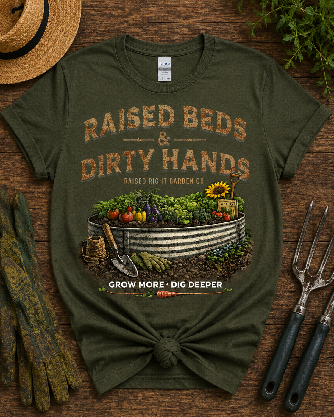 Raised Beds & Dirty Hands Vintage Gardening Tee