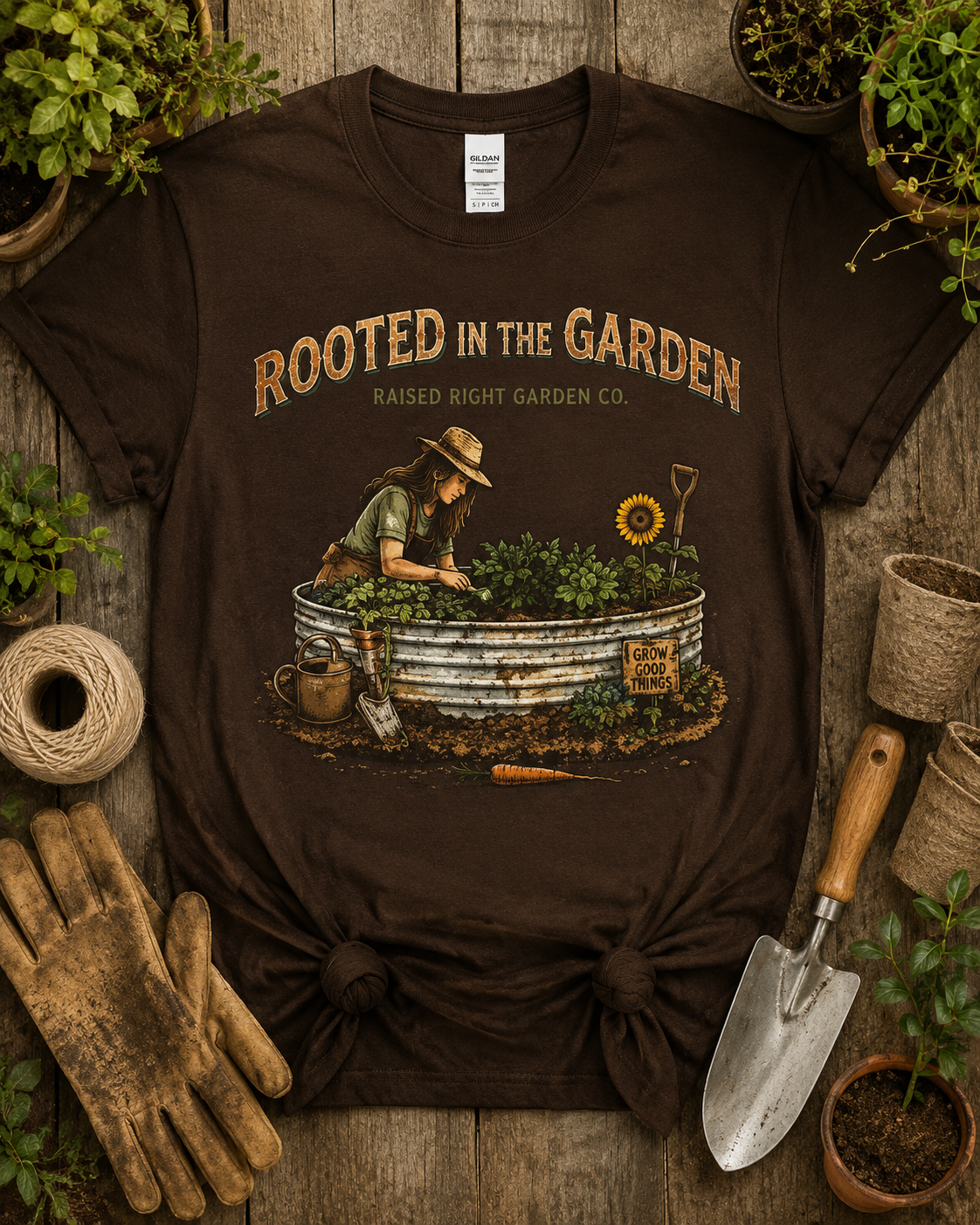Rooted in the Garden Vintage Gardening Tee