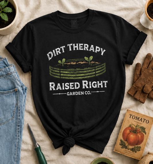 Dirt Therapy – Raised Right Garden Co. Vintage Gardening Shirt