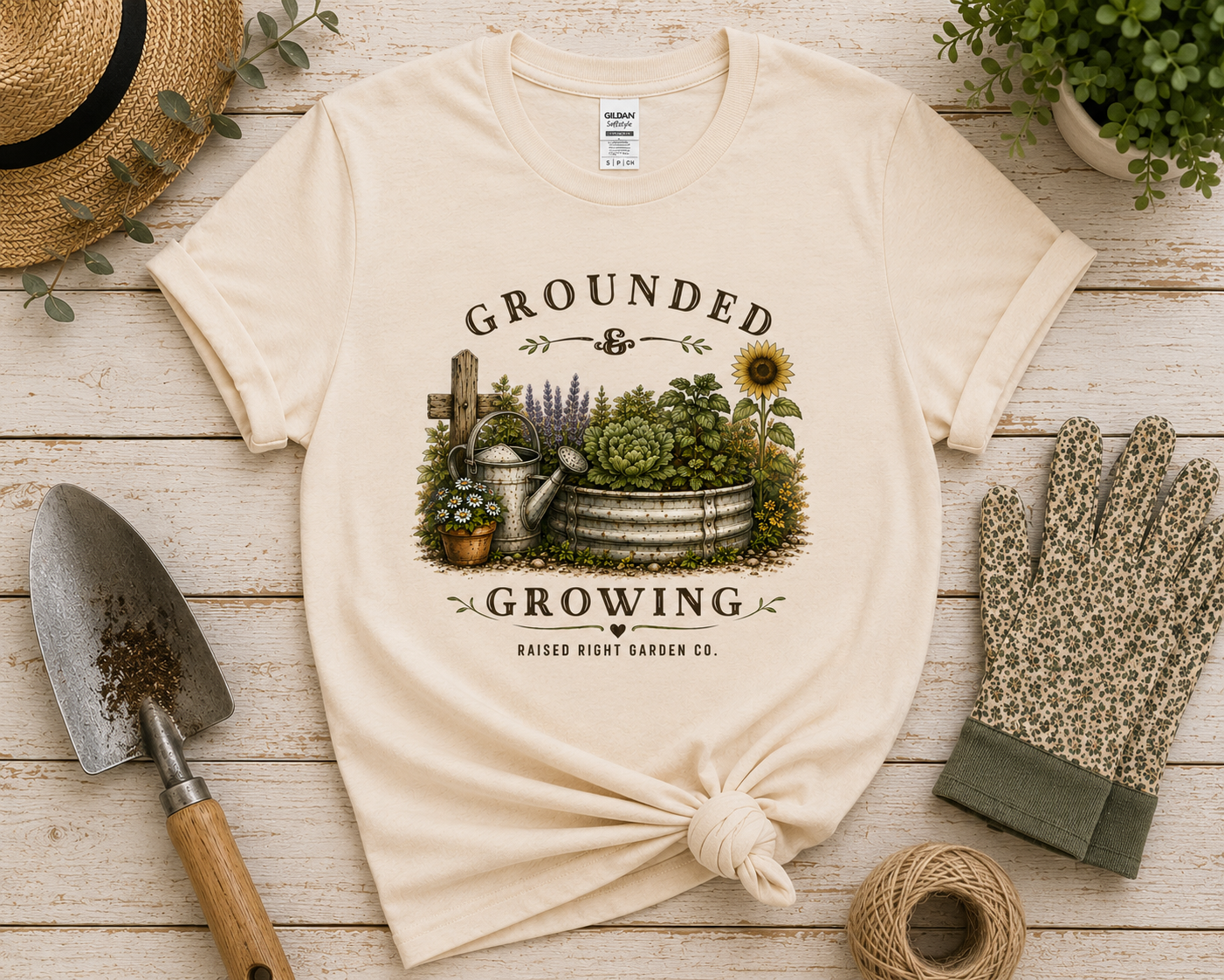 Grounded & Growing Vintage Gardening T-Shirt