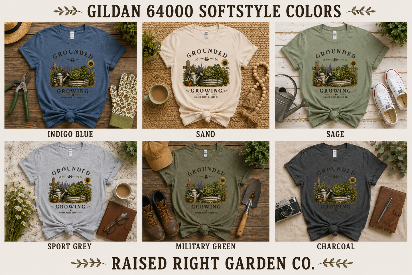 Grounded & Growing Vintage Gardening T-Shirt