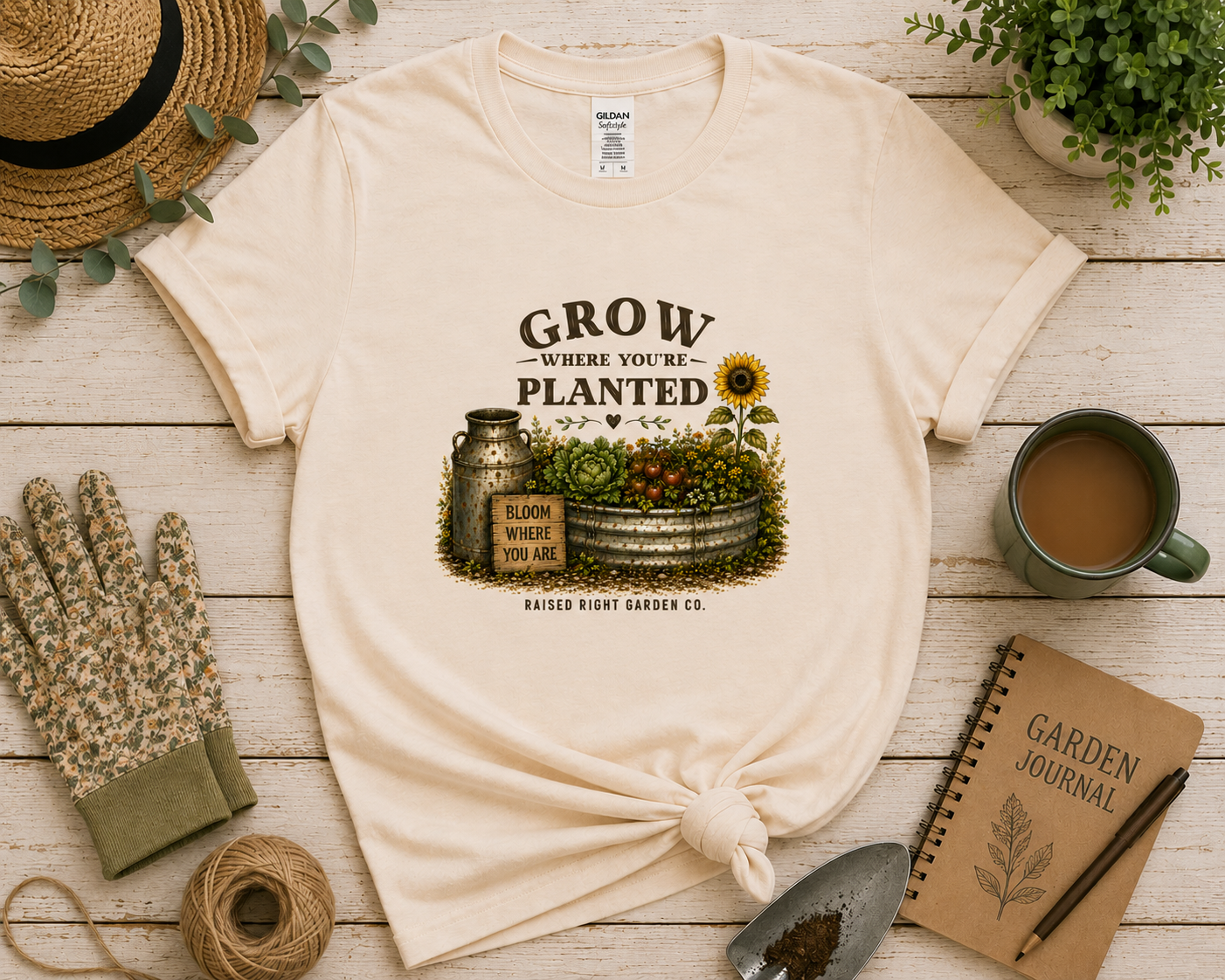 Grow Where You're Planted Vintage Gardening T-Shirt
