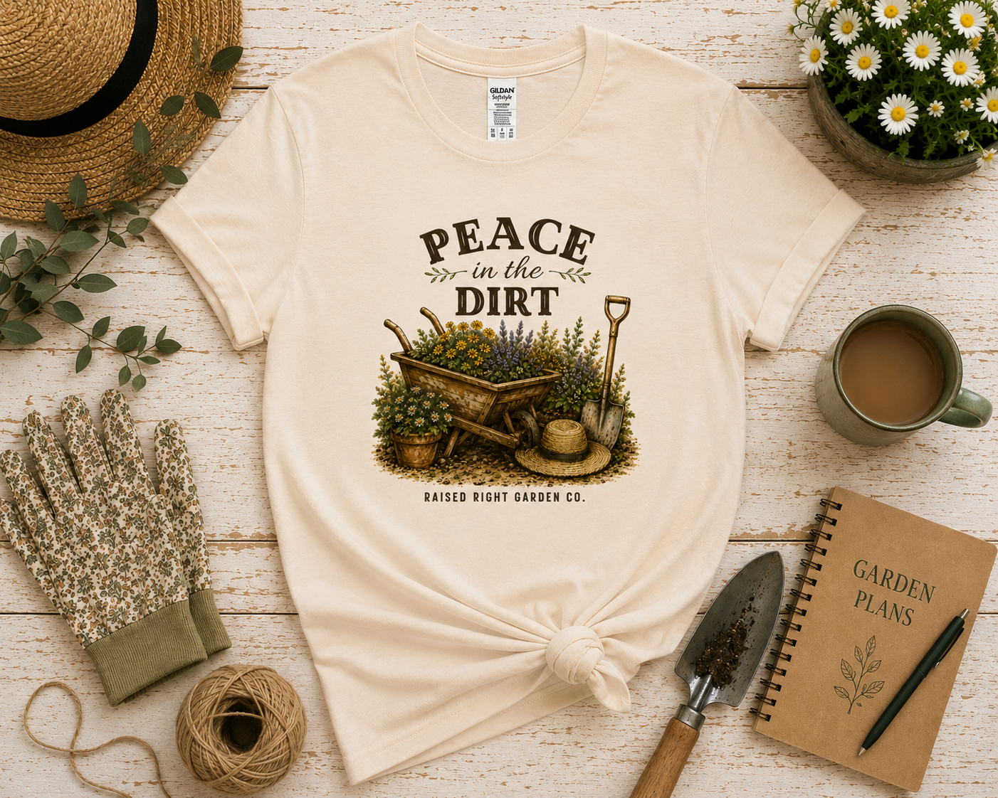 Peace in the Dirt Vintage Gardening T-Shirt