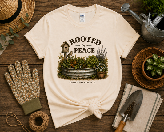 Rooted in Peace Vintage Gardening T-Shirt