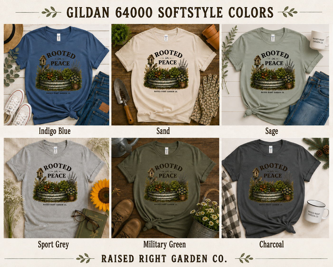 Rooted in Peace Vintage Gardening T-Shirt